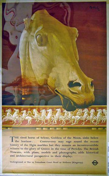 London Transport poster. Elgin Marbles by Pat Keely