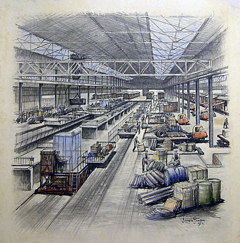 Behind the Scenes - Lawley Street Goods Depot, Birmingham (painting; watercolour; drawing; poster artwork)