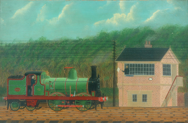 0-4-4T no 1431 passing Mosley Siding Signal Box (painting; oil painting)