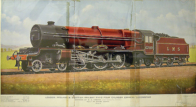 London, Midland and Scottish Railway 4-6-2 Four Cylinder Express Locomotive No 6200 "The Princess Royal" (colour print)