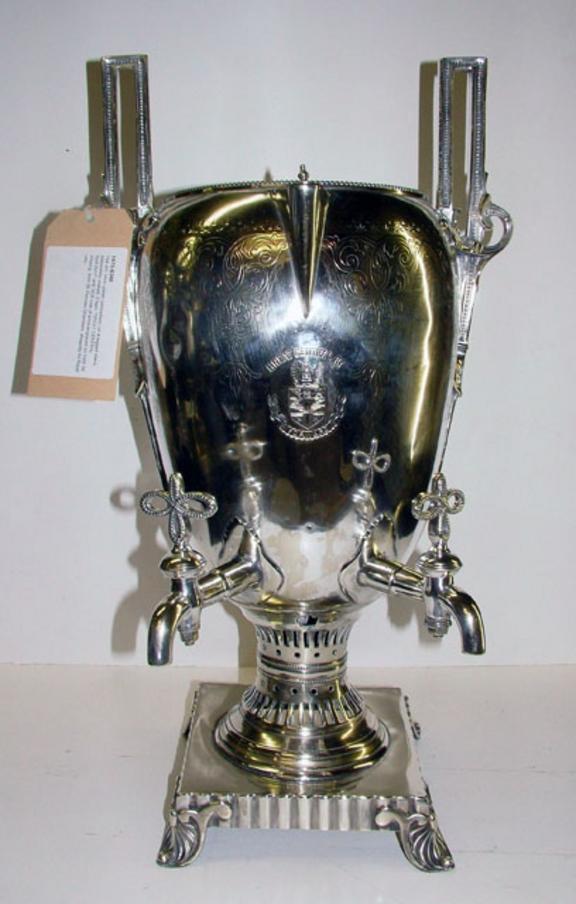 Silver plated tea urn, Great Central Railway from St Pancras Chambers (tea urn)