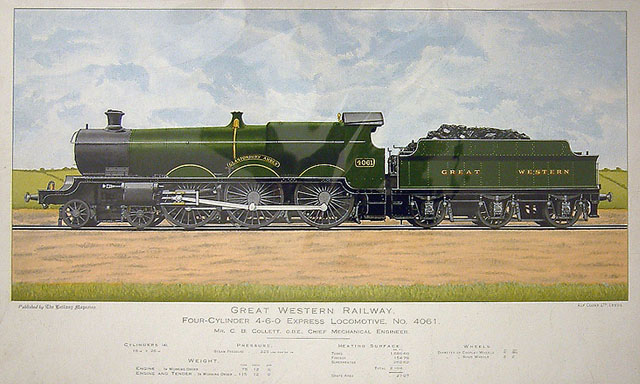 Great Western Railway Four-Cylinder 4-6-0 Locomotive No 4061 "Glastonbury Abbey" (print)