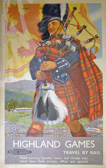 Highland Games, Travel by Train, Royal Highland Gathering, Braemar (poster)