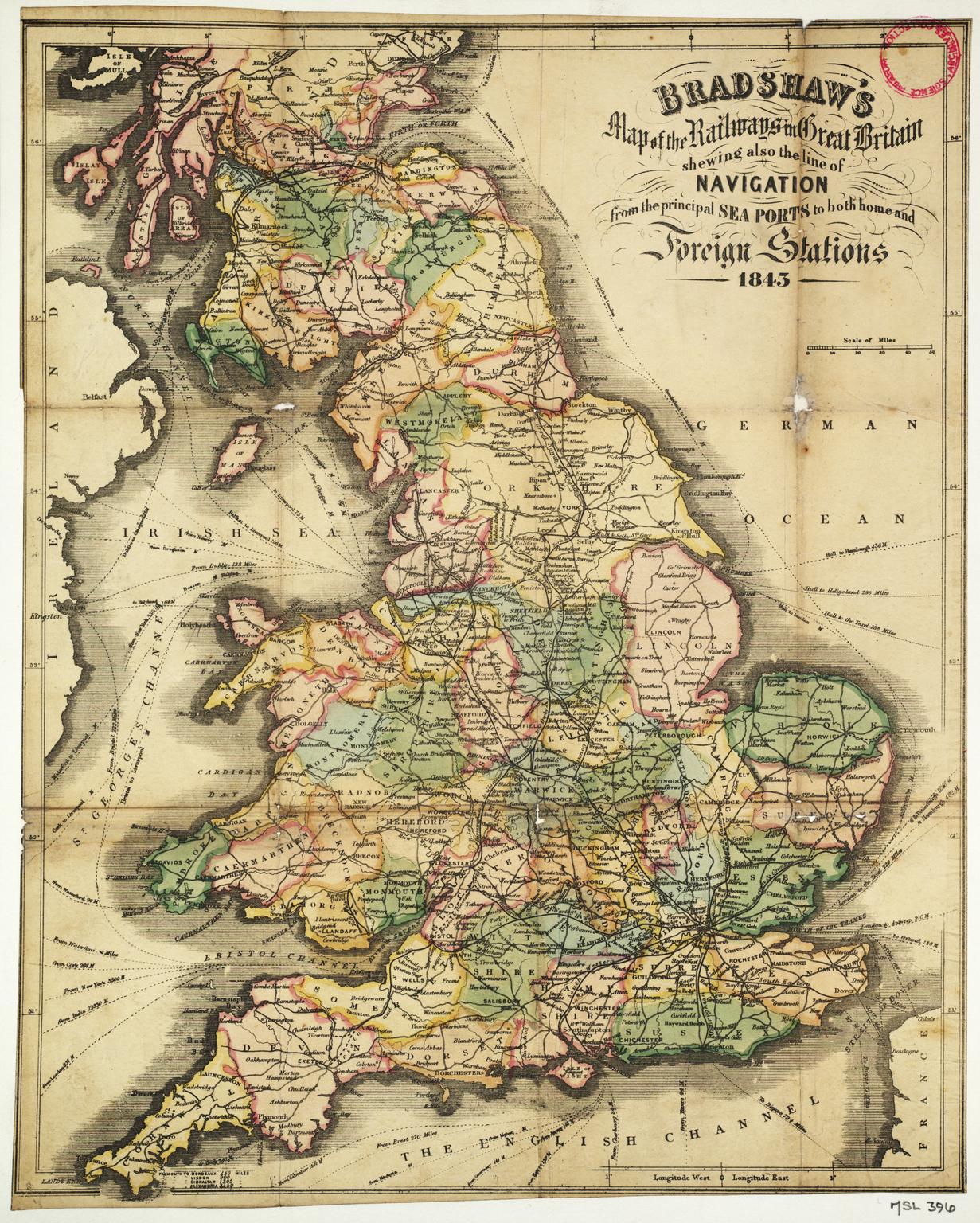 Bradshaw's Map of the Railways in Great Britain shewing also the line ...