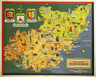 A Map of Essex, Suffolk and Hertfordshire