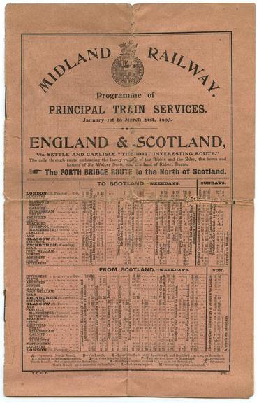 Timetable, Midland Railway