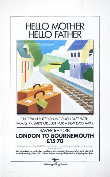 Poster, British Rail poster, (Hello Mother Hello Father)