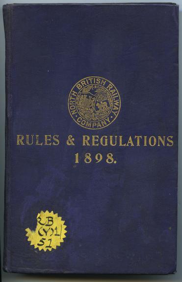 Book cover. North British Railway Rules and Regulations 1898.