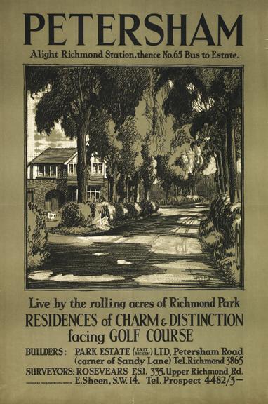 Southern Railway poster, Petersham estate, Richmond, 1932.