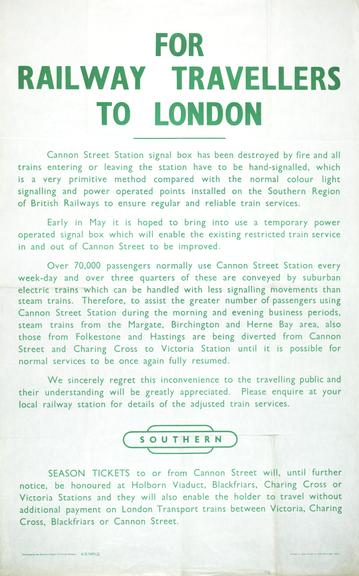 Notice. British Railways. (Southern Region)