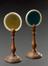 Pair of coloured glass discs, 1750.