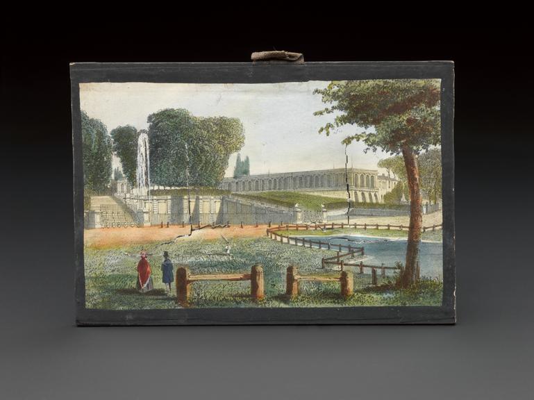 Jardin des Tuilleries (Paris) slide from peep show with 18 paper slides