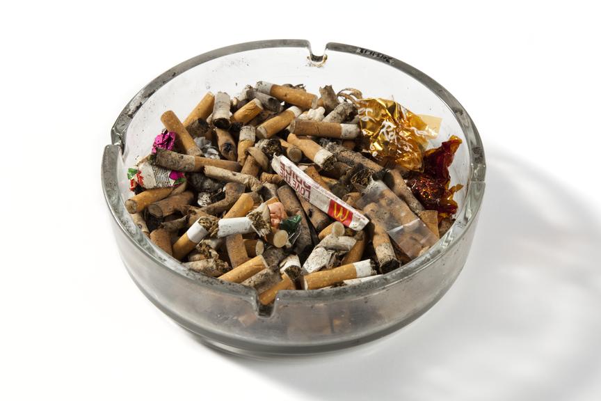 Full ashtray used in the making of shameless tv series.