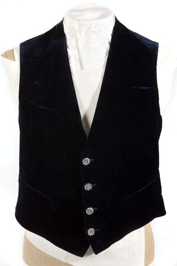 Court dress waistcoat, worn by HV Roe front view straight on