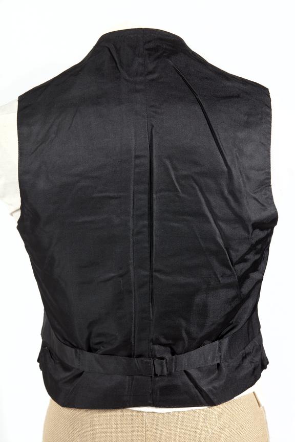 Court dress waistcoat, worn by HV Roe back view straight on