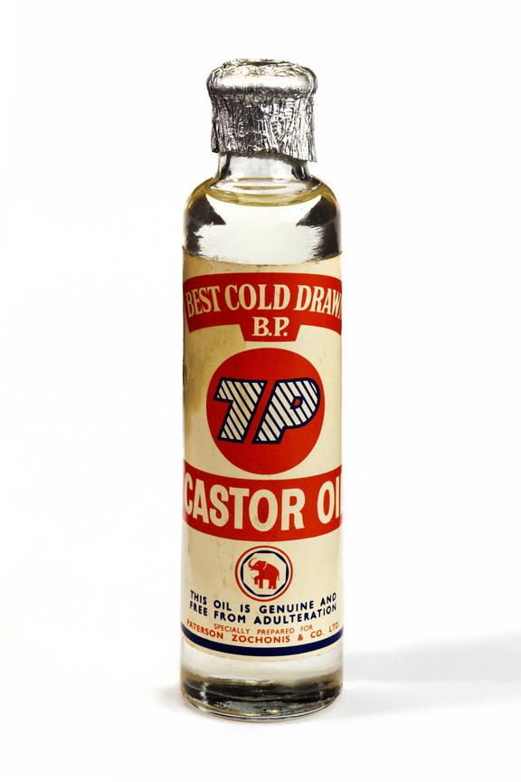 7P Best Cold Drawn Caster Oil in a clear labeled glass bottle