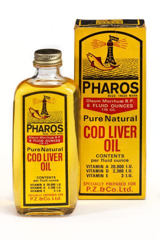 6 fl oz of Pharos Cod Liver Oil with its cardboard box