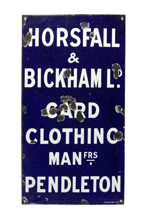 Enamelled sign, 'Horsfall & Bickham Ltd