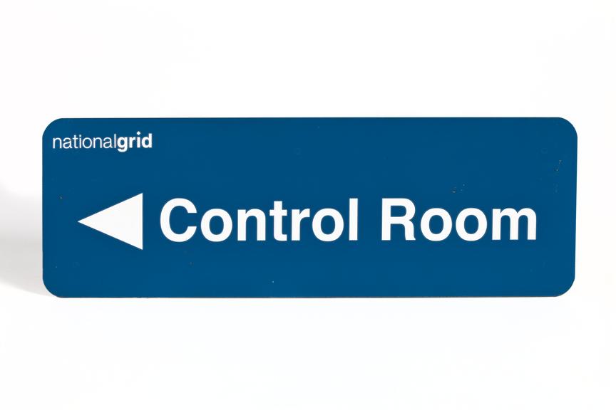 'Control room' sign from National Grid Partington photographed