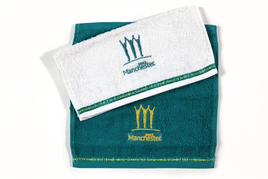 Set of two Manchester 2002 Commonwealth Games face towels with