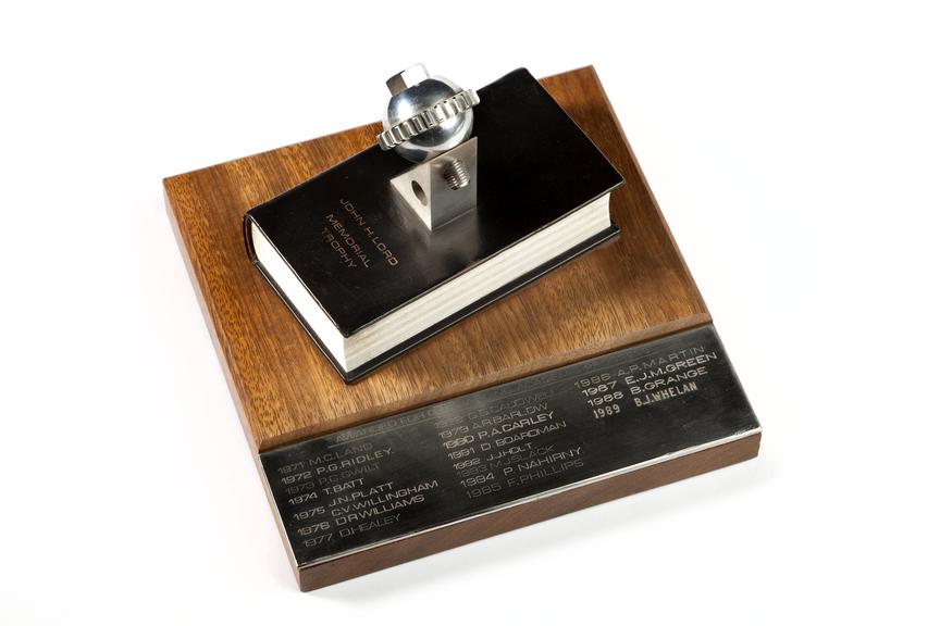 Ferranti J H Lord trophy photographed from above on a white