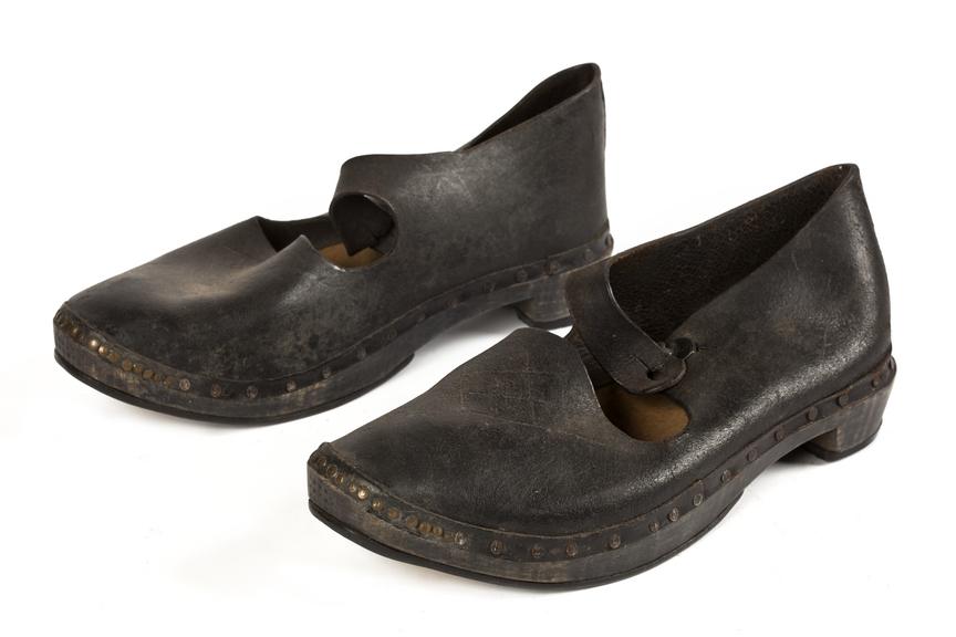 Miner's clogs, coal mining. C.1920