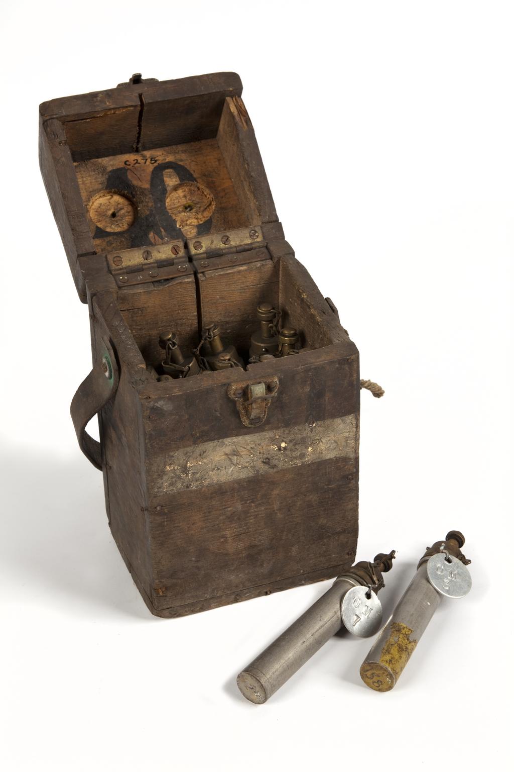 Mining Sampling Box Gas sampling cylinders, coal mining | Science Museum Group Collection