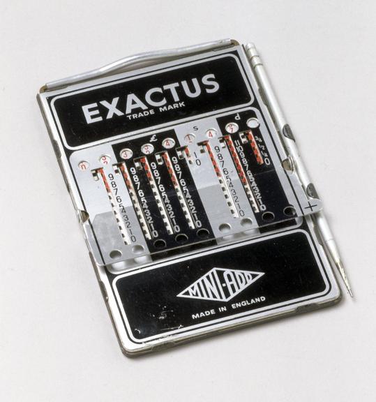 Exactus stylus-operated adding and subtracting device