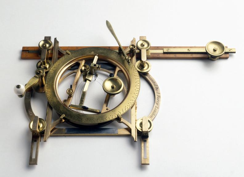 Brass Farey's ellipsograph dated 1817, in mahogany case