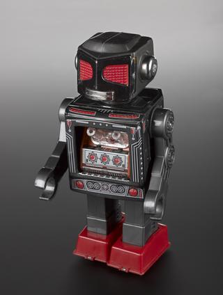 Attacking Martian (Big head) robot with box packaging