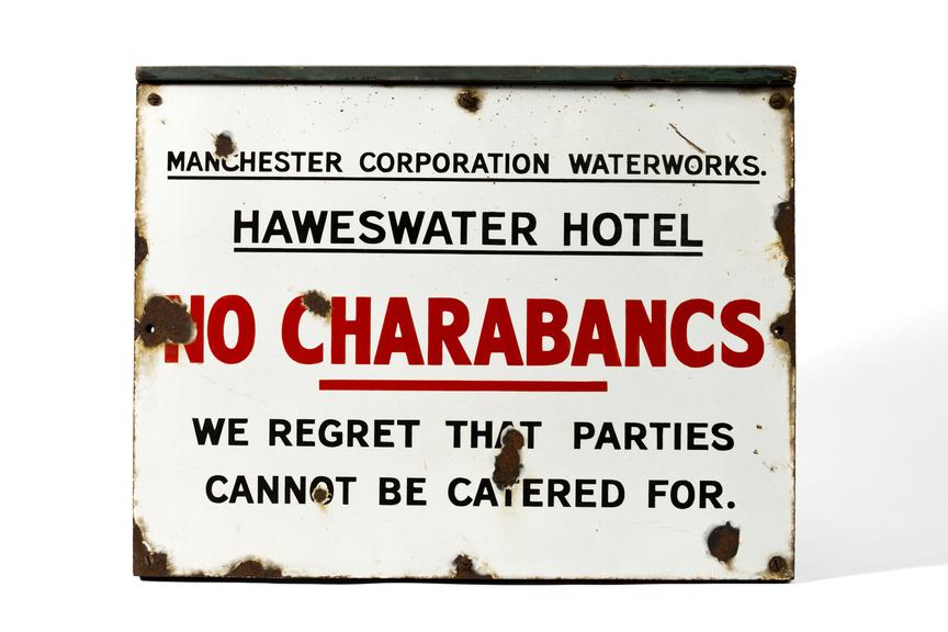 Manchester Corporation Water Works enamel sign from the Haweswater Hotel