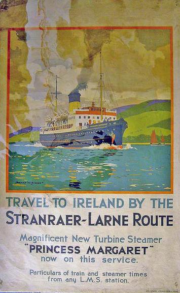 poster travel to ireland by the stranraer-larne route (poster)