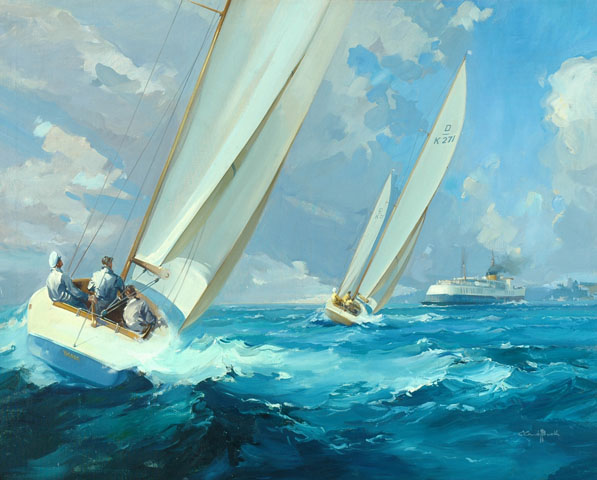 Racing off Ryde (painting; oil painting; poster artwork)