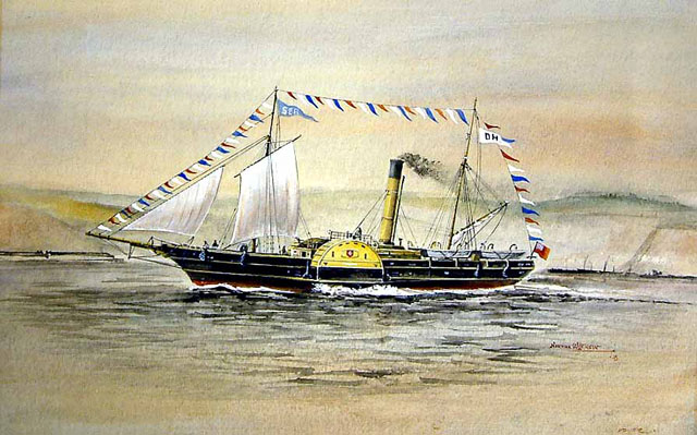 South Eastern Railway steamer Channel Packet (painting; watercolour)