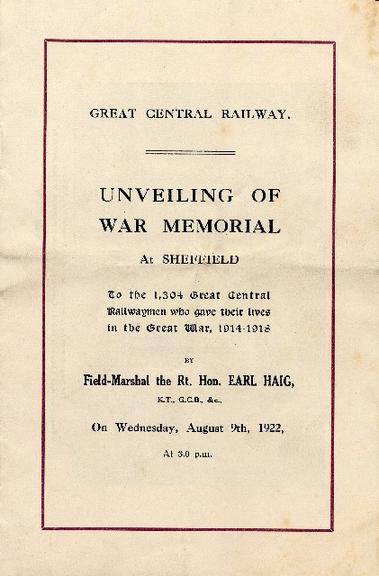 Great Central Railway unveiling of war memorial