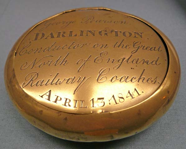 Tobacco tin - George Pearson, Darlington Conductor on the Great North of England Railway Coaches, April 13 1841