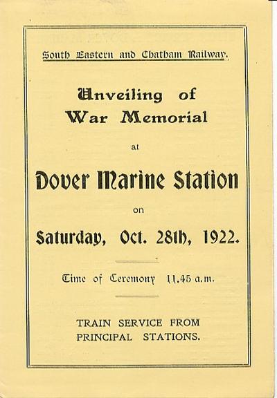 unveiling of war memorial at dover marine station