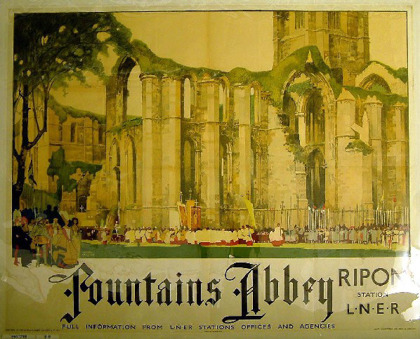 Fountains Abbey - Ripon Station LNER (poster)