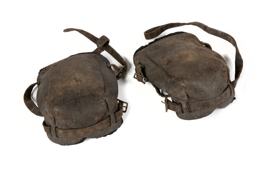 Knee pads, coal mining. C.1950