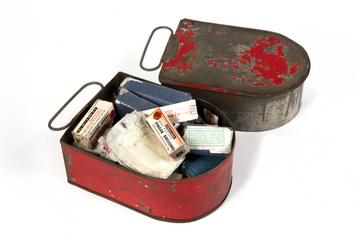 First aid tin with contents