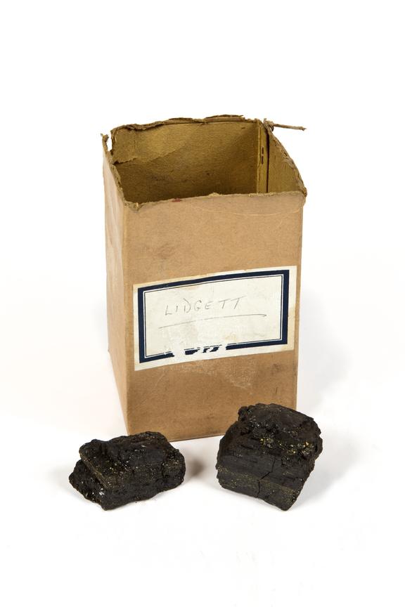 Coal samples and box, coal mining. Lidgett.