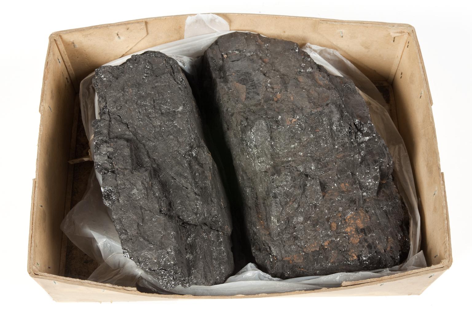 Two coal samples, coal mining. | Science Museum Group Collection