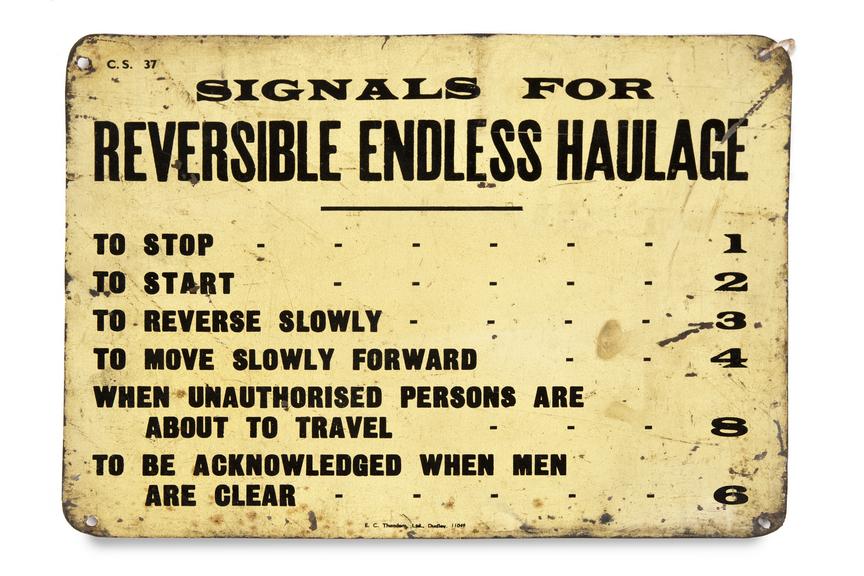 Sign - 'Signals for reversible endless haulage...'