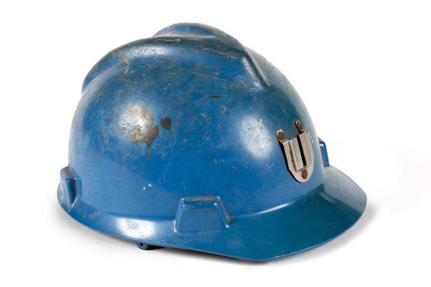 Plastic hard hat, coal mining use.