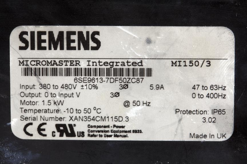 Micromaster integrated variable speed electric motor drive