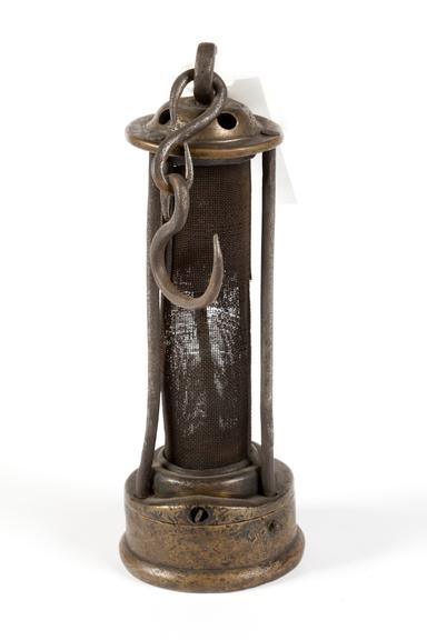 Early miner's oil safety lamp