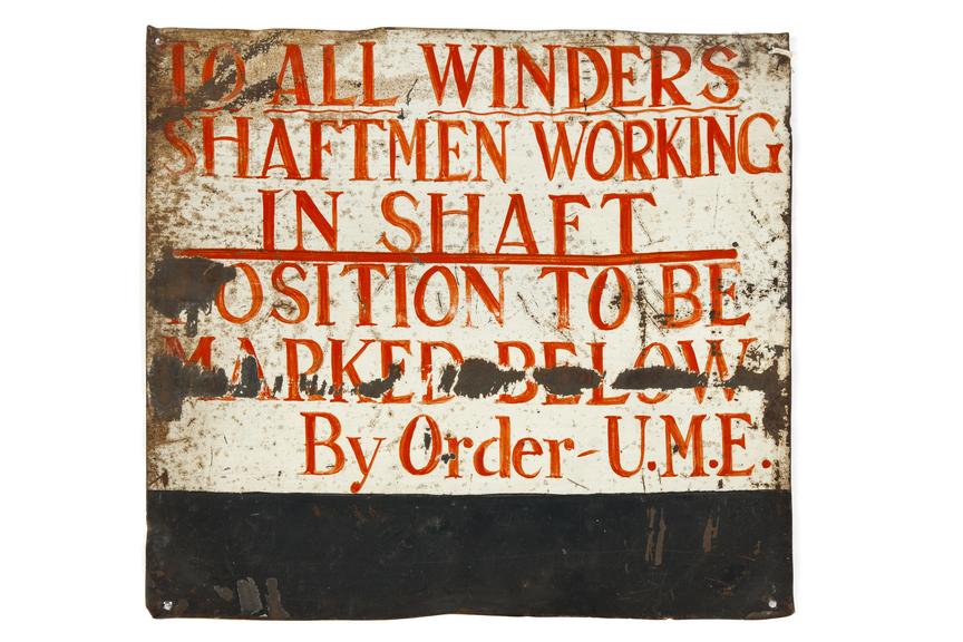 Sign, coal mining.