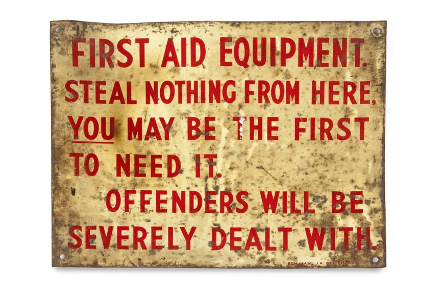 Sign - 'First aid equipment...'