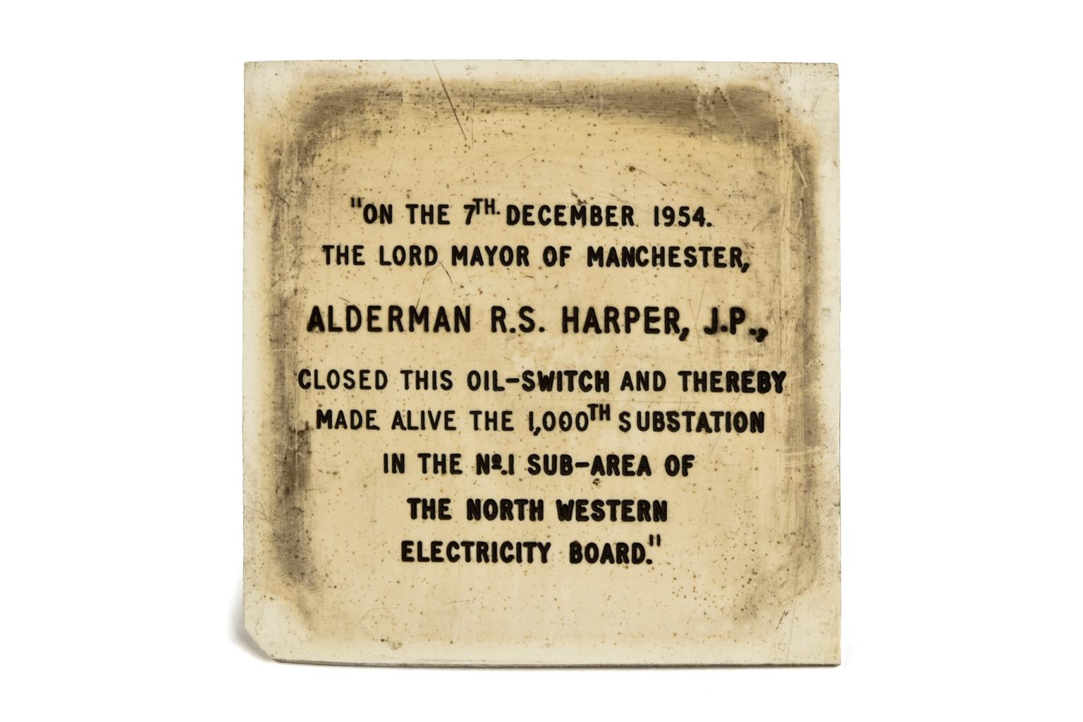 Sign commemorating opening of Manchester's 1
