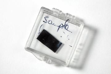 Sample of graphene obtained using Scotch sticky tape at the University of Manchester